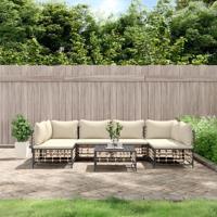 7-delige Loungeset met kussens poly rattan antracietkleurig - thumbnail