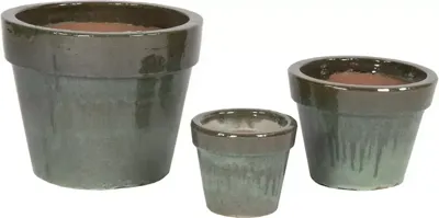 Mega Collections Bloempot Basic geglazuurd Ø18x16 cm mos