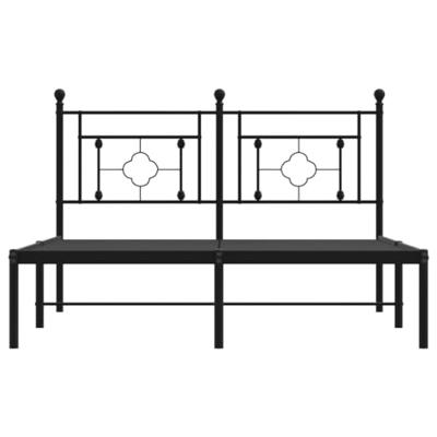 Bedframe met hoofdbord metaal zwart 135x190 cm