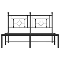 Bedframe met hoofdbord metaal zwart 135x190 cm - thumbnail