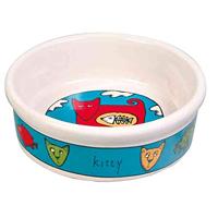 Trixie voerbak kat keramiek met print assorti - thumbnail