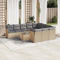 11-delige Tuinset met kussens poly rattan beige - thumbnail