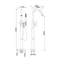 Wiesbaden Badkraan Caral Vrijstaand Mengkraan Compleet Gunmetal - thumbnail