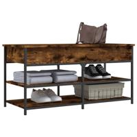 Schoenenbankje 100x42,5x50 cm bewerkt hout gerookt eikenkleurig - thumbnail