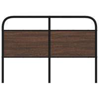 Hoofdbord 120 cm bewerkt hout en staal bruin eikenkleurig - thumbnail