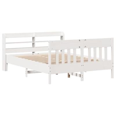 Bedframe zonder matras massief grenenhout wit 140x190 cm