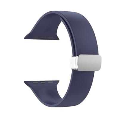 By Qubix - Siliconen bandje - Folding Buckle - Donkerblauw - Compatible met Apple Watch 38mm / 40mm / 41mm / 42mm - Compatible Apple watch bandjes