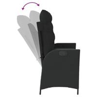 Tuinbankje verstelbaar met kussens poly rattan zwart - thumbnail