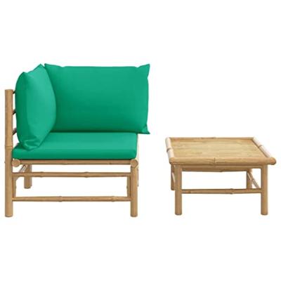 2-delige Loungeset met kussens bamboe groen - thumbnail