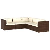 4-delige Loungeset met kussens poly rattan bruin - thumbnail