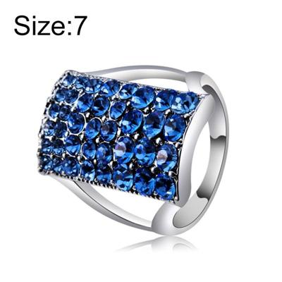 Verzilverde rechthoek met blauwe kristallen ring voor vrouwen (zilver met diamant de VS maat: 7) Verzilverde rechthoek met blauwe kristallen ring voor vrouwen (zilver met diamant de VS maat: 7)