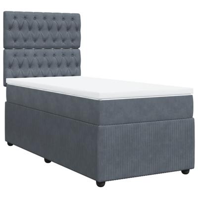Boxspring met matras fluweel donkergrijs 90x200 cm - thumbnail