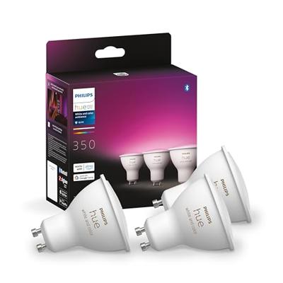Philips HUE Lichtbron GU10 350 Lumen White and Color Ambiance 3 pack