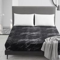 Marmeren patroon bed Dust Cover matras beschermende case Hoeslaken cover Bedclothes grootte: 198X203X30cm (zwart) - thumbnail
