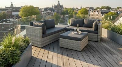 Almadia modular lounge corner set kobo grey/dark grey cushions Eurofar - Eurofar Almadia modular lounge corner set kobo grey/dark grey cushions Eurofar - Eurofar