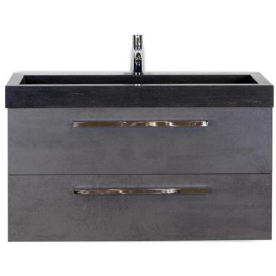 Seville Badmeubelset 100 cm - Beton Antraciet - Wastafel Hardsteen Wit Lucca
