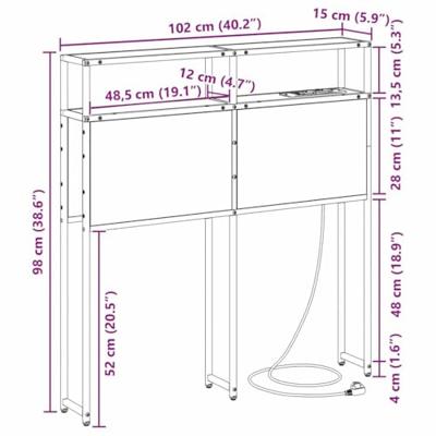 Opberghoofdbord met plank Grijs sonoma 100 cm Bewerkt hout