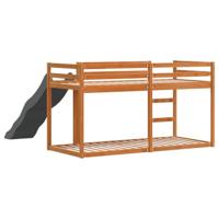 Stapelbed met glijbaan en ladder grenenhout wasbruin 75x190 cm - thumbnail