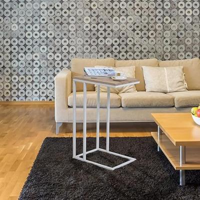 Bijzettafel met wieltjes - 40x30x65 cm - wit frame hout - bank, sofa, bed