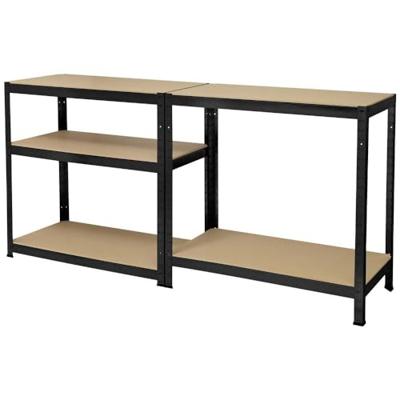 TOOLCRAFT TO-8689791 Stellingkast (extra stevig) 265 kg (b x h x d) 90 x 1.8 x 45 cm Metaal, MDF Mat Zwart Hout
