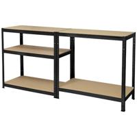 TOOLCRAFT TO-8689791 Stellingkast (extra stevig) 265 kg (b x h x d) 900 x 1800 x 450 mm Metaal, MDF Mat Zwart Hout - thumbnail