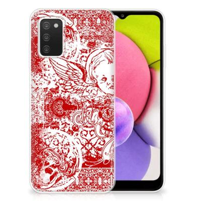 Silicone Back Case Samsung Galaxy A03S Angel Skull Rood Silicone Back Case Samsung Galaxy A03S Angel Skull Rood