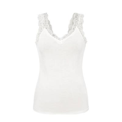 Hemdje met kant - Lace Top - Barbera - Viscose kanten onderhemd - Singlet met brede bandjes - Zwart - Huidskleur - Wit - Lingerie top