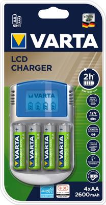 Varta LCD Charger 4x5716 & 12V & USB Batterijlader NiMH AAA (potlood), AA (penlite)