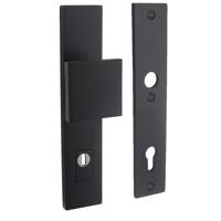 Intersteel Veiligheidsbeslag SKG3 rechthoekig duwer/geen kruk PC92mm kerntrekbeveiliging - mat zwart - thumbnail