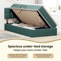 Opbergbed met LED met matras Donkergroen 90 x 200 cm Fluweel - thumbnail