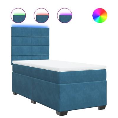 Boxspring met matras fluweel blauw 140x200 cm