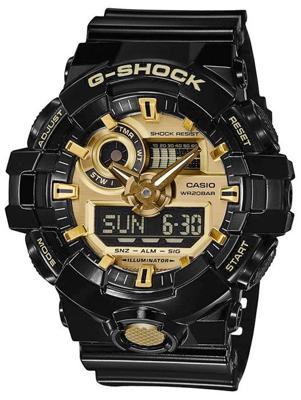 Casio GA-710GB-1AER Horloge Kwarts (l x b x h) 57.5 x 53.4 x 18.4 mm Zwart Materiaal (behuizing): Hars Materiaal (armband): Hars