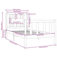 Bedframe massief hout wit 90x190 cm - thumbnail