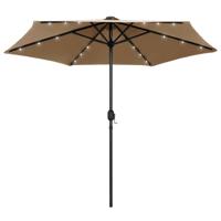 VidaXL Parasol met led-verlichting en aluminium paal 270 cm taupe - thumbnail