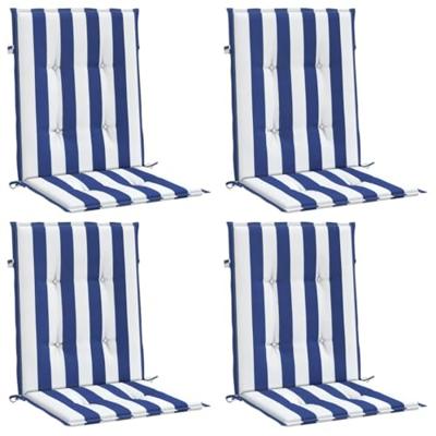 VidaXL Stoelkussens 4 st lage rug gestreept stof wit en blauw VidaXL Stoelkussens 4 st lage rug gestreept stof wit en blauw