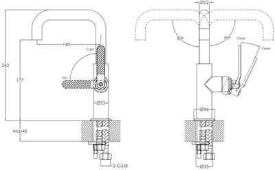 Ben Industor wastafelkraan met cold start gunmetal