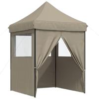 Partytent inklapbaar pop-up met 4 zijwanden taupe - thumbnail