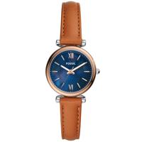 Fossil ES4701 Horloge Carlie Mini staal-leder rosekleurig-blauw-bruin 28 mm - thumbnail