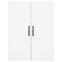 Hoge kast 69,5x34x180 cm bewerkt hout wit - thumbnail