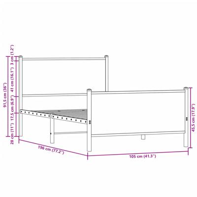 Bedframe zonder matras metaal sonoma eikenkleurig 150x200 cm - thumbnail