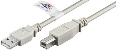 Goobay 50831 USB 2.0 Hi-Speed kabel met USB-certificaat, type B, grijs, 2m lengte