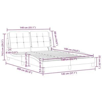 Bedframe met LED zonder matras "Zadar" kunstleer grijs 140x190 cm