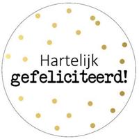 KP etiket "Hartelijk gefeliciteerd + stippen", diameter 40 mm, rol van 250 stuks - thumbnail