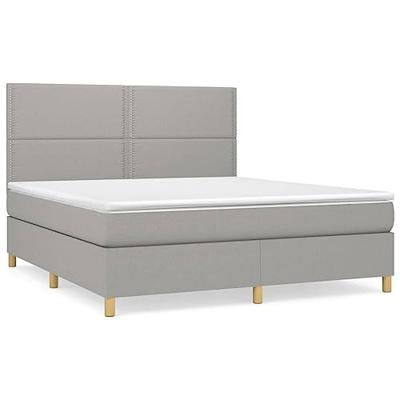 Boxspring met matras stof lichtgrijs 180x200 cm