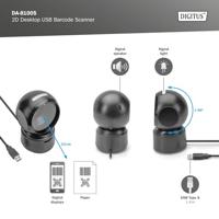 Digitus DA-81005 2D-barcodescanner Kabel 1D, 2D Laser Zwart Desktop USB - thumbnail