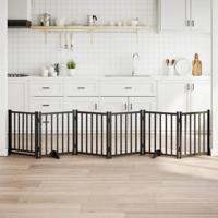 Hondenhek inklapbaar 6 panelen 300 cm massief vurenhout zwart - thumbnail