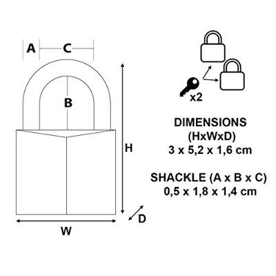 De Raat Master Lock hangslot met sleutelslot, model 9130EURT, pak van 2 stuks