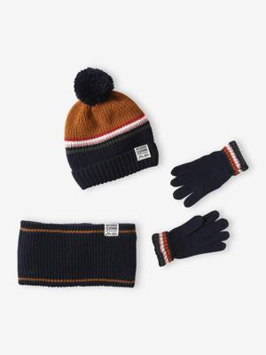 Set muts snood handschoenen/wanten 2/3 jaar middenblauw Set muts snood handschoenen/wanten 2/3 jaar middenblauw