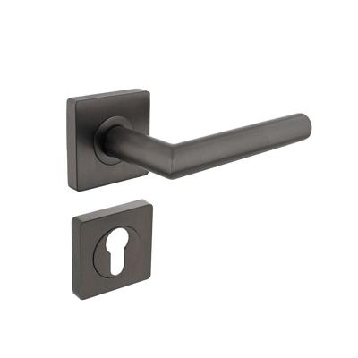 Deurkruk Bastian op rozet verdekt 55x55x10mm met nokken en cilinderrozetten antraciet grijs
