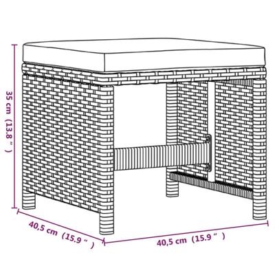 9-delige Tuinset met kussens poly rattan bruin